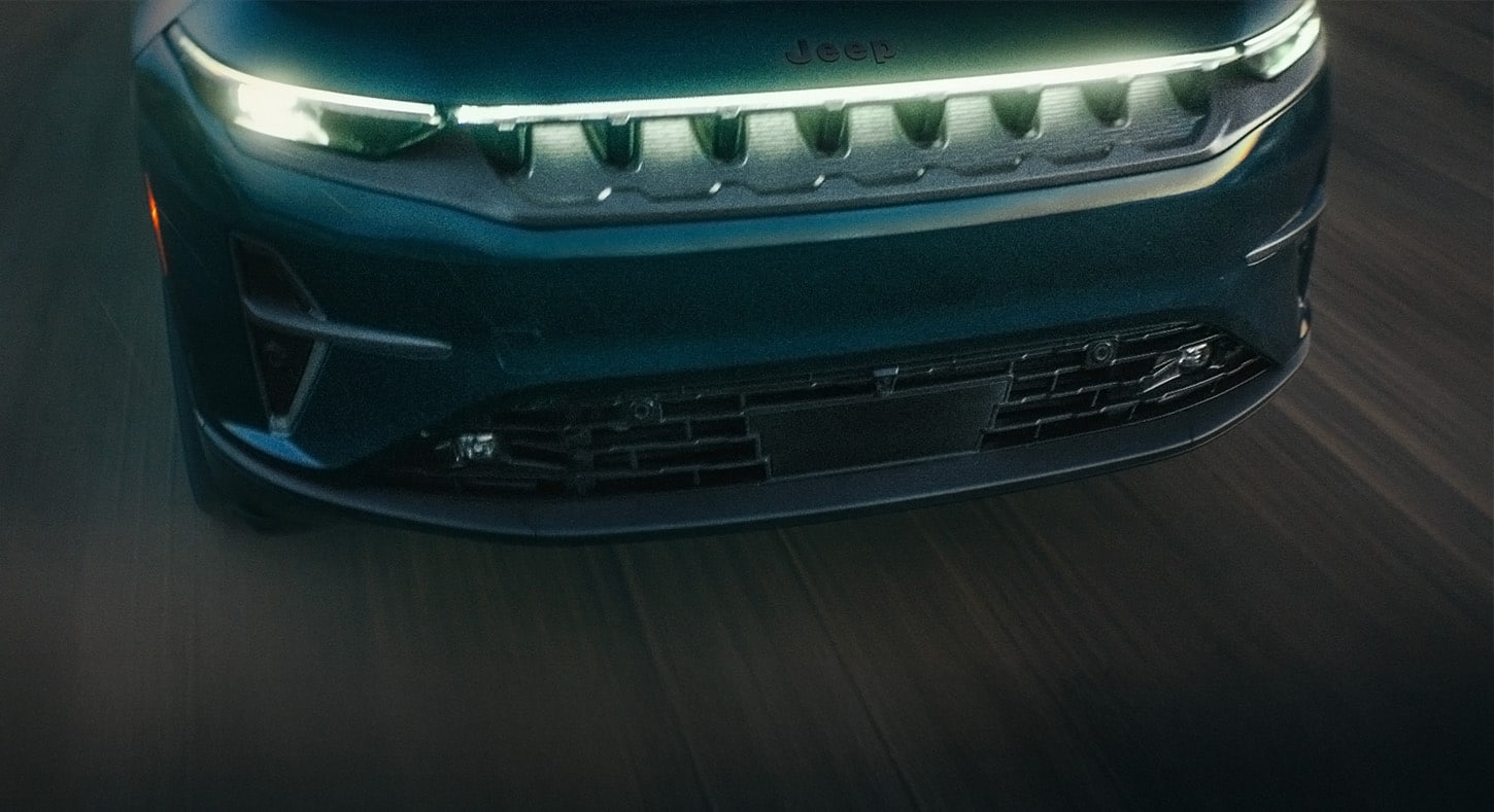 The raised angle of the front end of a 2025 Jeep Wagoneer S Launch Edition.